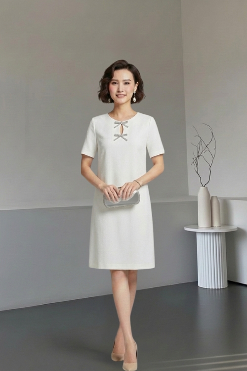 Đầm Suông Nơ Cổ