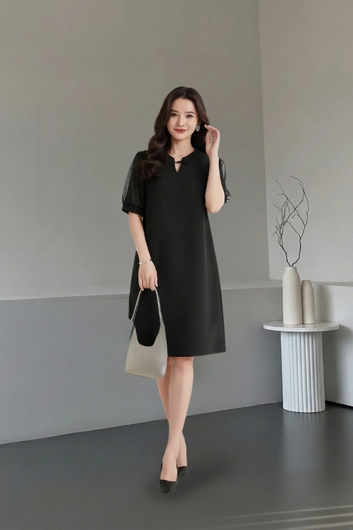 Đầm Suông Hạt Trai Tay