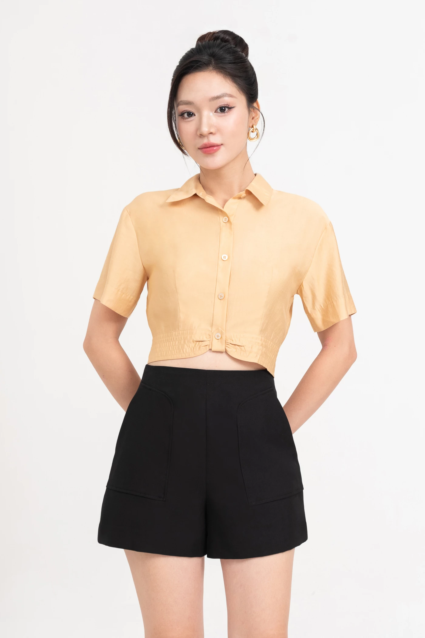 Áo sơ mi Tencel Croptop