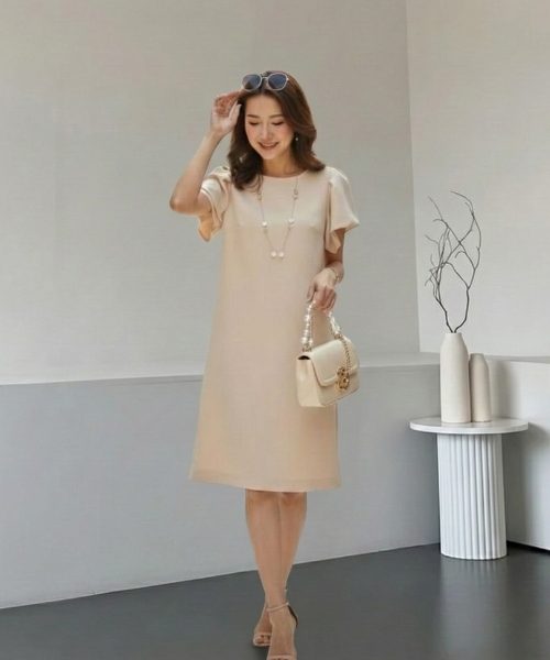 Đầm Suông Xếp Ly Tay