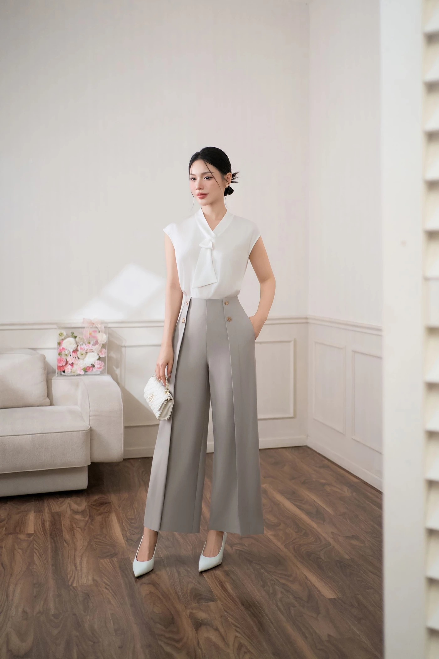 Quần suông xếp ly trước