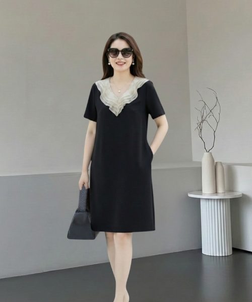 Đầm Suông Phối Cổ